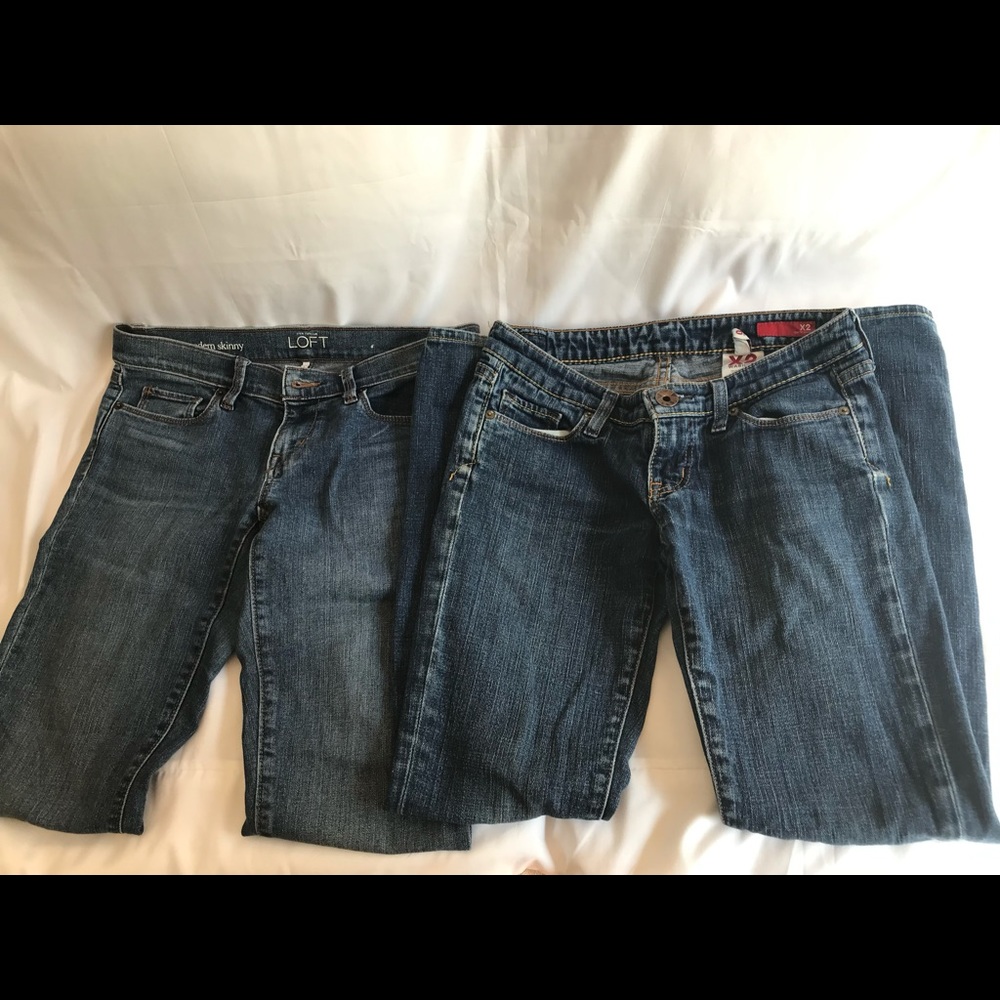 Lot of 2 Blue Denim Skinny Straight Jeans